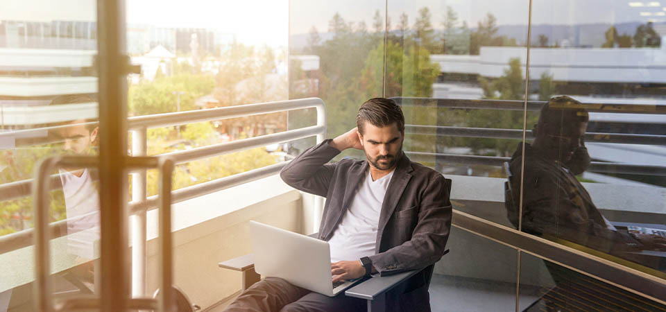 Man At Office Balcony